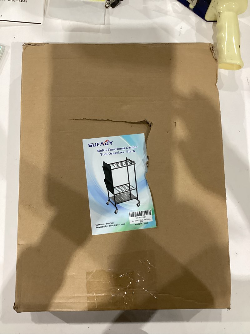 Condition photo showing Good Condition for SUFAUY Garden Tool Organizer, Rolling Heavy-Duty Garage Tool Stand, Yard Storage Rack with Casters and Hooks, Black