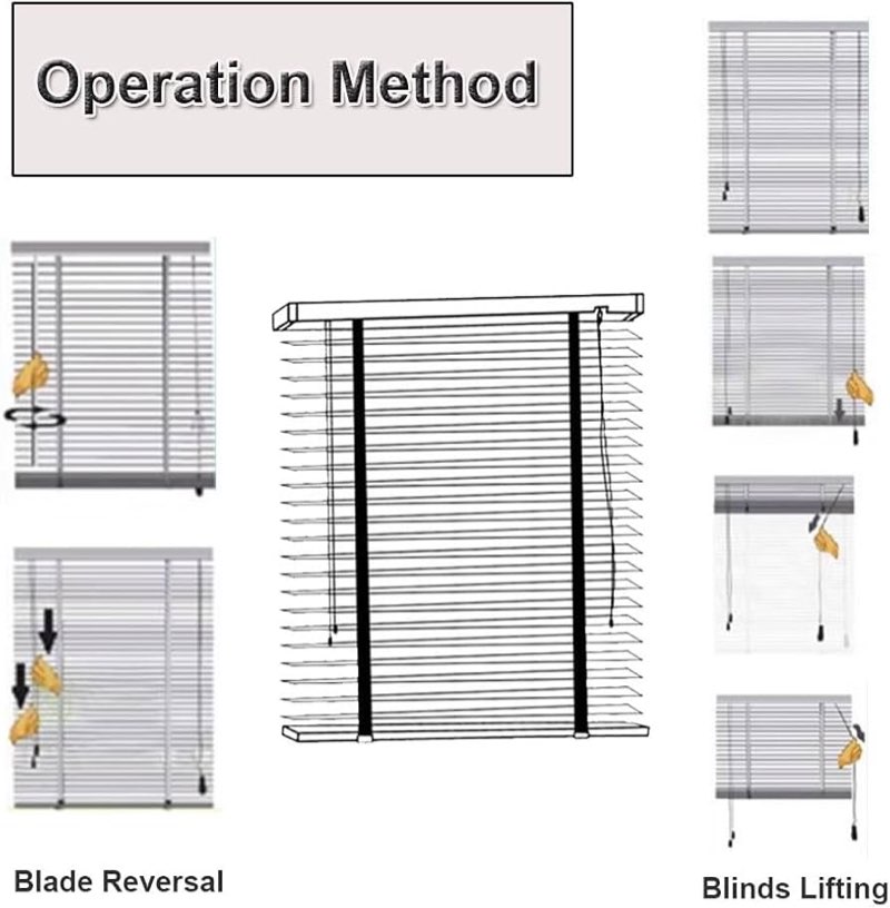  Wooden Blinds Horizontal Venetian Blind Cordless Window Darkening Venetian Blinds Room Anti-UV Blinds can Mounted Inside or Outside W 10"~75" × H 20~102" Custom(Brownish white)