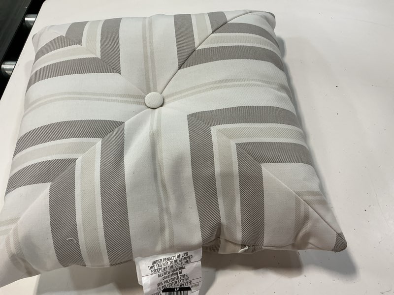 Condition photo showing Good Condition for 18"x18" pieced stripe outdoor throw pillow ivory - threshold™ designed with studio mcgee