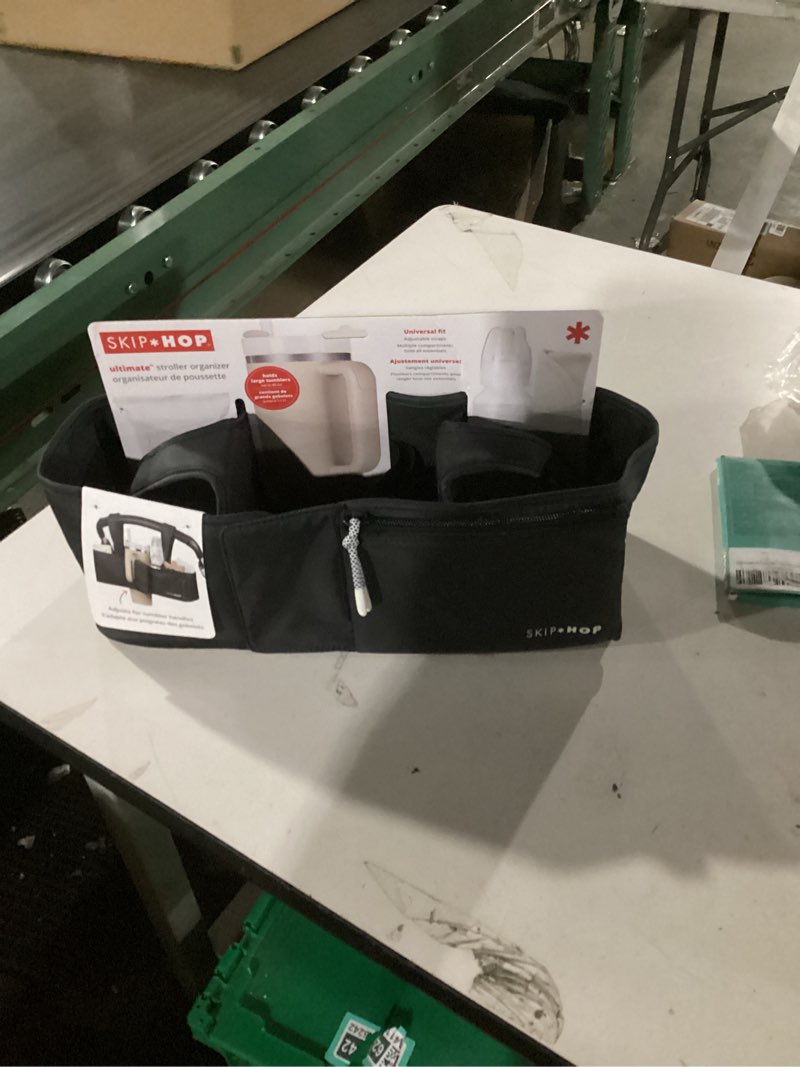 Condition photo showing New/Like New for Skip Hop Ultimate Stroller Organizer Universal Fit with Adjustable Straps, Magnetic Flaps and Convertible Design That fits 40 oz. Tumblers, Black