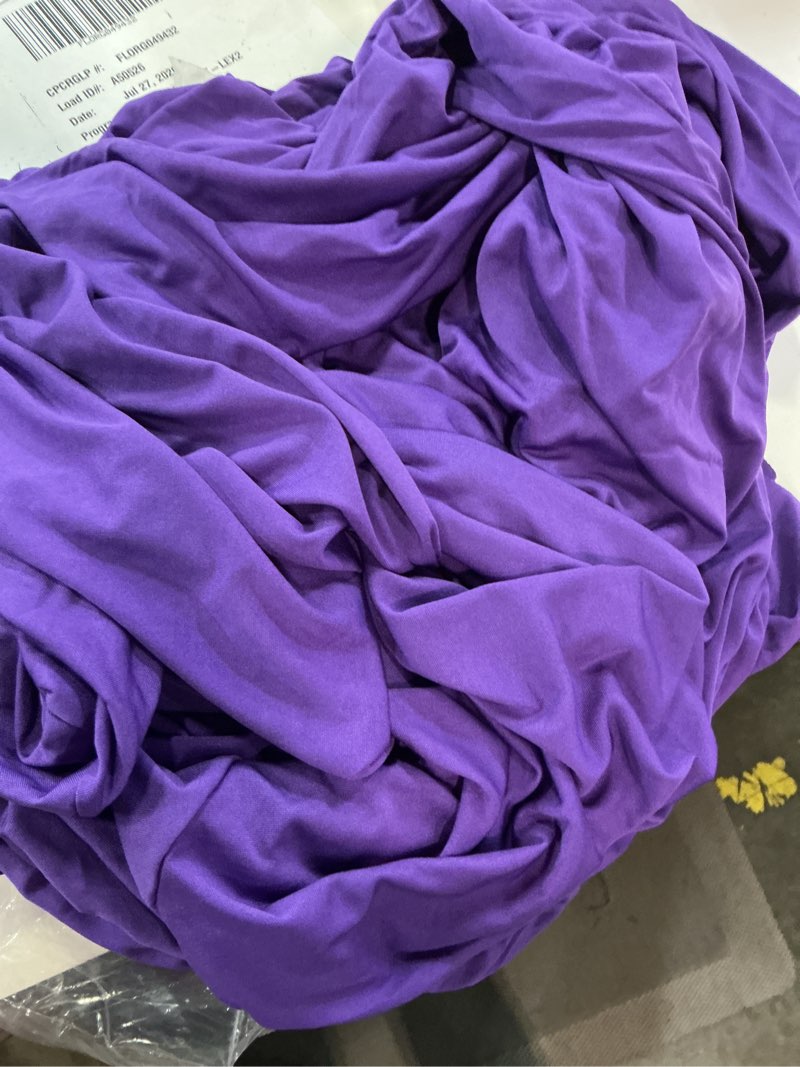 Condition photo showing Good Condition for smiry spandex tablecloth, elastic fitted stretch tablecloth for 6ft rectangle tables, waterproof washable table cover skirt for outdoor, wedding, banquet & parties (purple, 72lx30wx30h inch) 72" x 30" (rectangular) purple