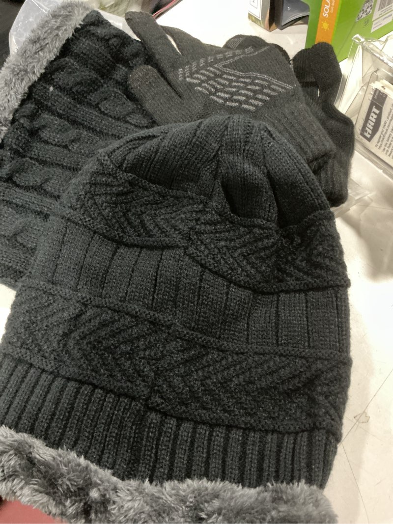 Condition photo showing Good Condition for vbiger 3 pcs winter beanie hat scarf set with gloves touch screen cold weather knit wool neck warmer skull cap khaki