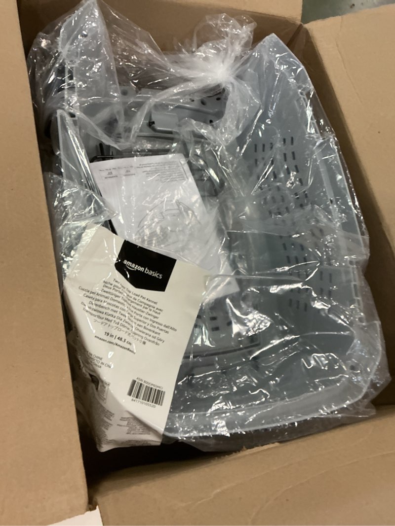 Condition photo showing Good Condition for Amazon Basics 2-Door Top-Load Hard-Sided Cat Pet Travel Carrier, 19.0\" L x 12.6\" W x 10.0\" H, Gray & Blue Gray & Blue 19.0\"L x 12.6\"W x 10.0\"H