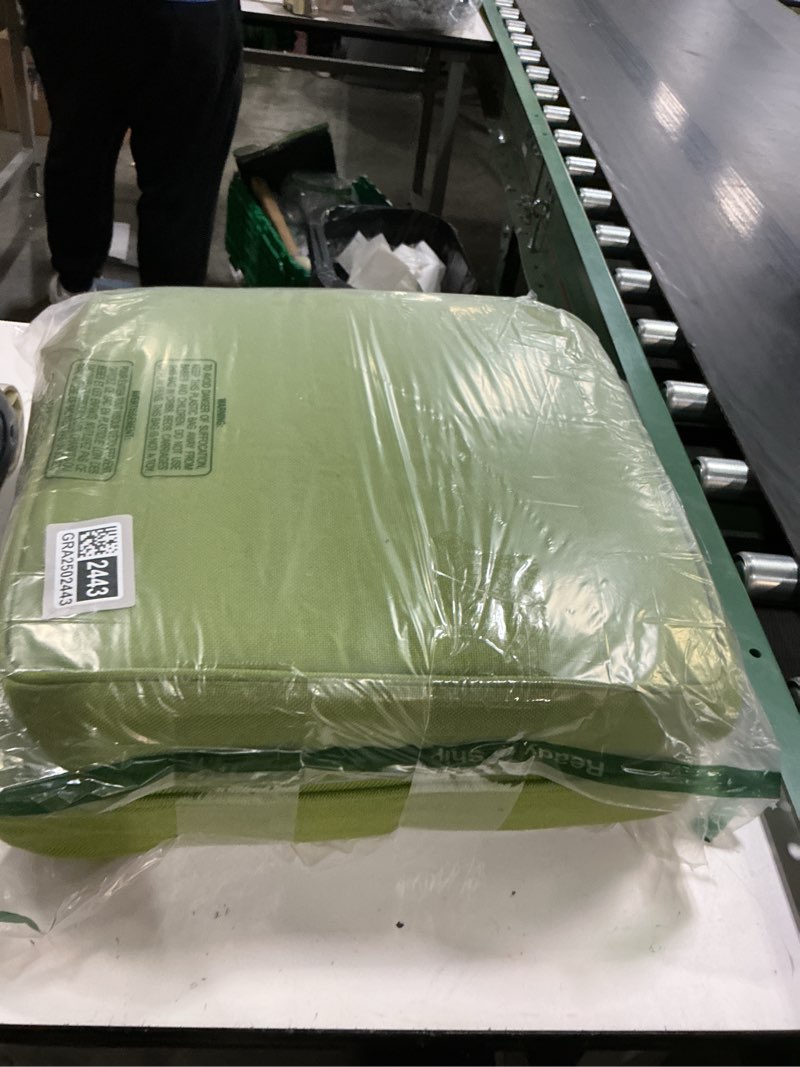 Condition photo showing Good Condition for 18x18x3 Inch Outdoor Square Corner Chair Cushions with Ties Set of 2, Water&Fade Resistant Thick Seat Cushion Pads for Garden Patio Dining Porch Furniture - Lime Green Lime Green 18 x 18 x 3 In