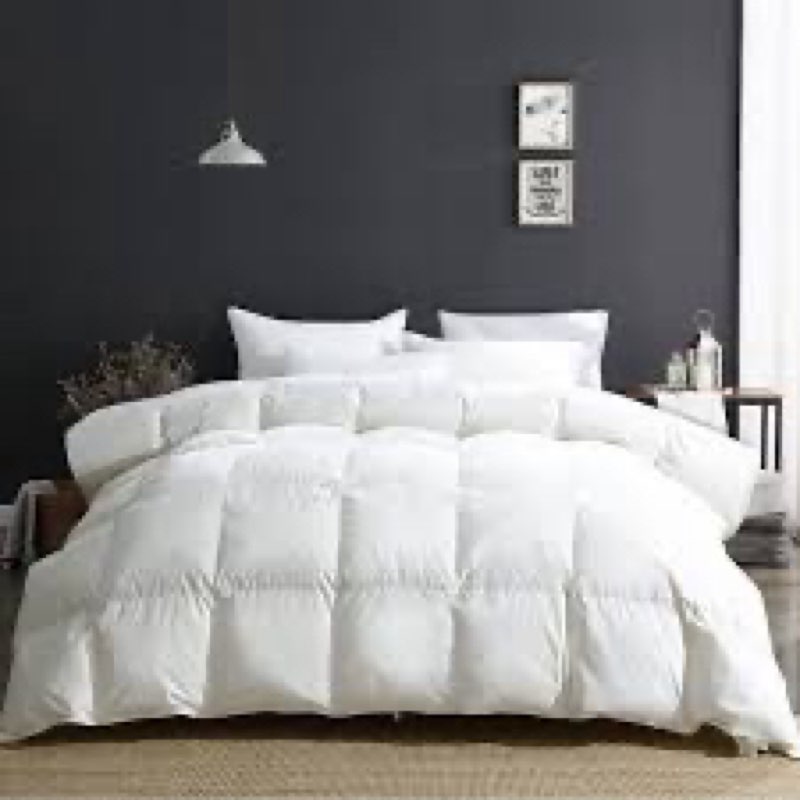 APSMILE Heavyweight Feather Down Comforter Oversized Queen Size - 100% Organic Cotton Quilted Thicke
