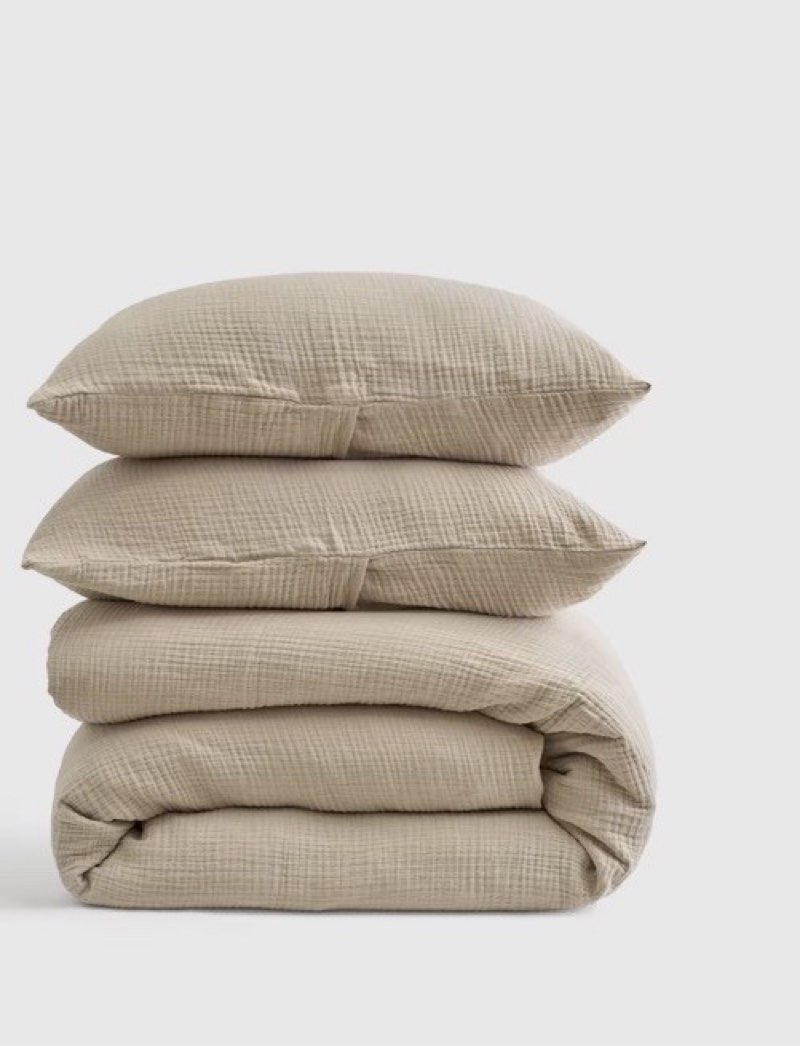 quince organic cotton airy gauze duvet cover set king dune