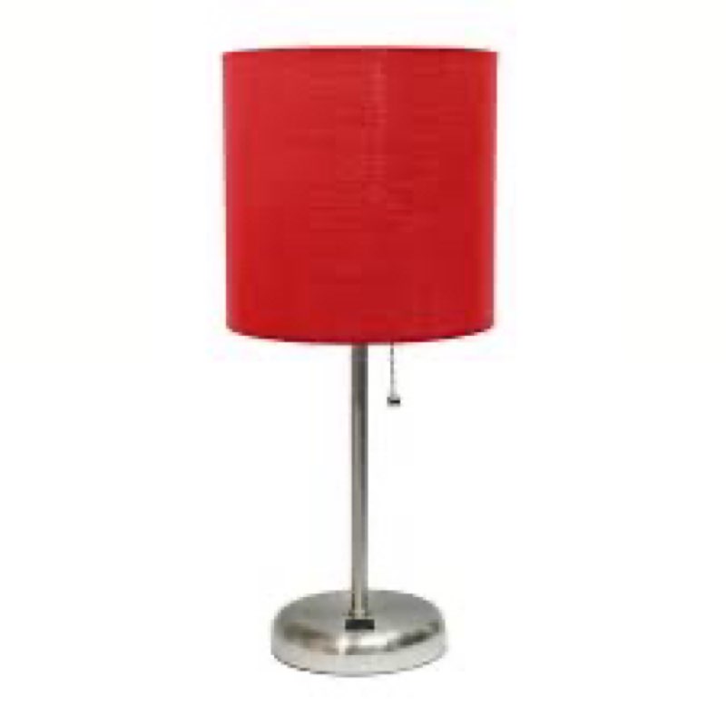 LimeLights Stick Lamp with USB charging port and Fabric Shade, Red