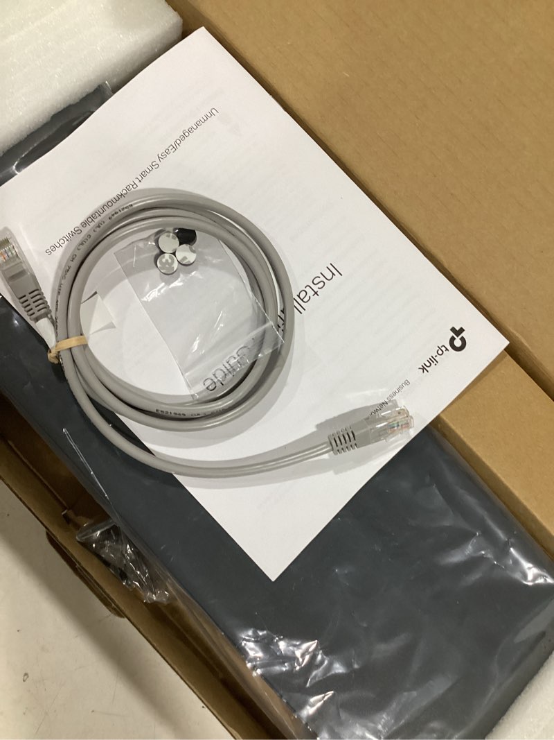 Condition photo showing Good Condition for tp-link tl-sg1024 | 24 port gigabit ethernet switch | plug and play | sturdy metal w/shielded ports | rackmount | fanless | 3 year manufacturer warranty | unmanaged, black 24 port, unmanaged