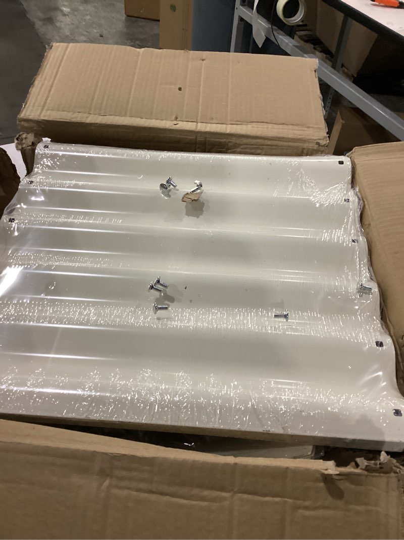 Condition photo showing As Is for 50" Large Square Firewood Rack Waterproof - 500 LB Capacity,0.8MM Thick Galvanized Wave Metal Plate with Black Paint,Indoor/Outdoor Heavy Duty Log Holders for Wood Storage (Black, 50X50X16.5 inches) Black 50X50X16.5 inches