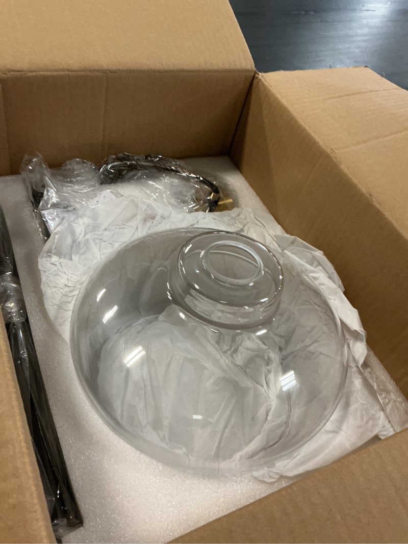 Condition photo showing Good Condition for emak 10 inch large glass pendant lights kitchen island, black and gold pendant light fixtures, modern farmhouse island lights for kitchen, dining room, bathroom, pl126-bkbgd-cg black gold & clear glass 10 inch 1
