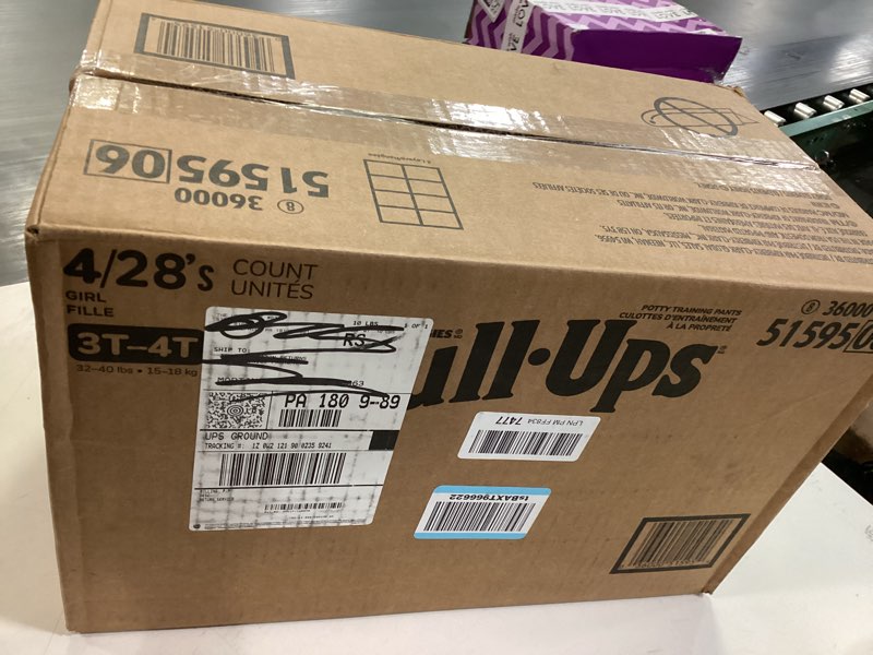 Condition photo showing New/Like New for Pull-Ups Girls' Potty Training Pants, Size 3T-4T Training Underwear (32-40 lbs), 112 Count (4 Packs of 28) 3T-4T 112
