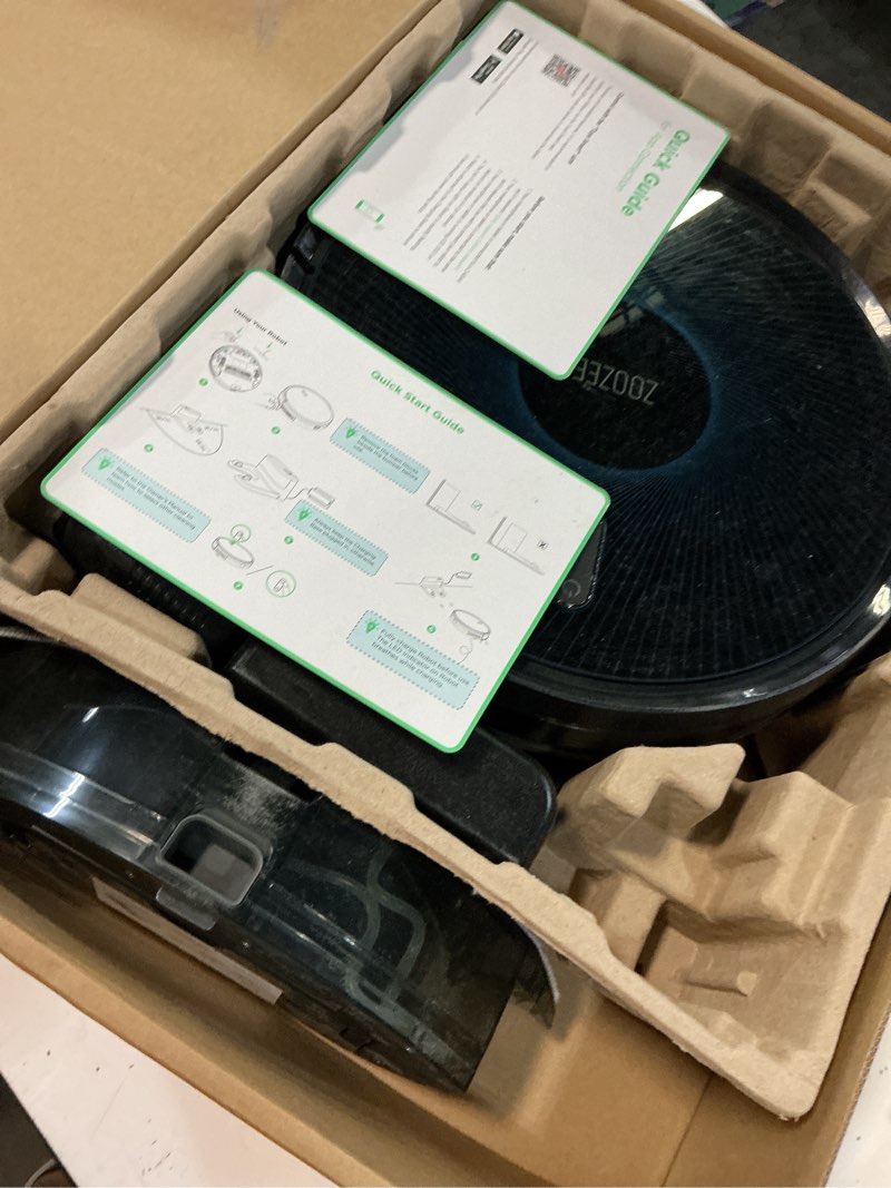 Condition photo showing As Is for robot vacuum and mop combo, 8000pa strong suction 2 in 1 vacuum robot with mopping, with schedule, wi-fi/app/remote, self-charging, slim, ideal for hard floor, pet hair, low-pile carpet black