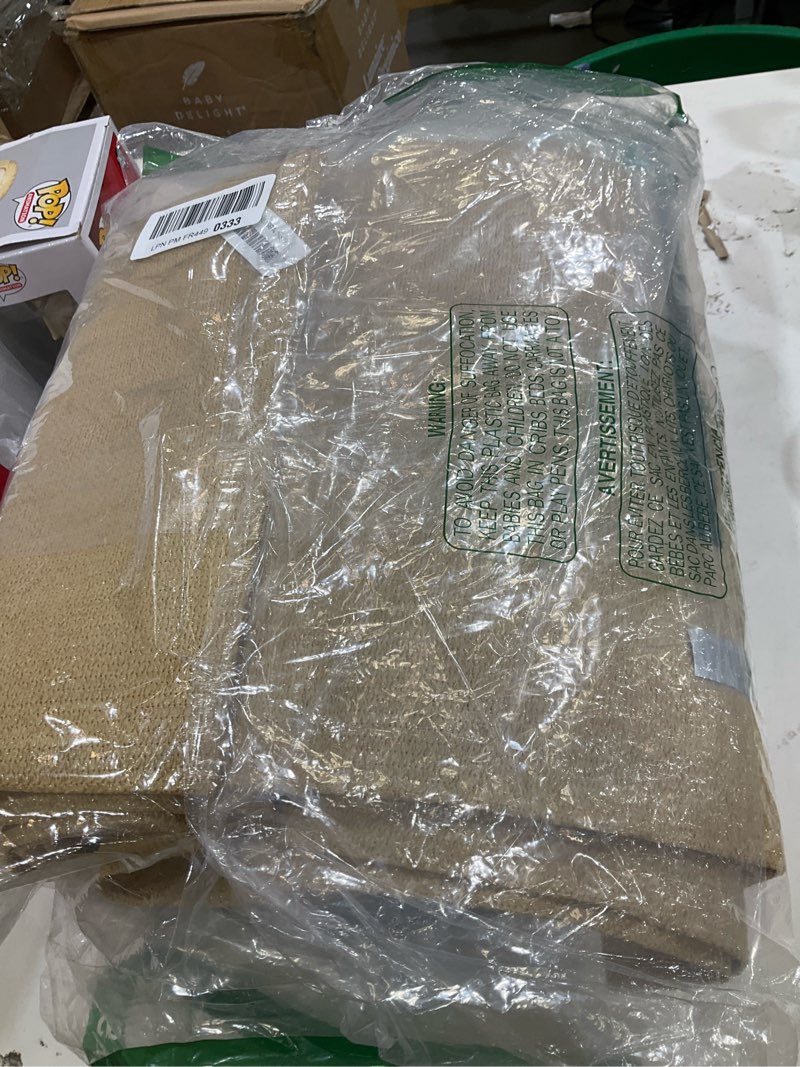 Condition photo showing As Is for sunny guard 3'x16' sand yellow balcony privacy screen fence, apartments railing, heavy duty wind screen for outdoor,backyard,patio,deck privacy?we make custom sizes? 0 3' x 1 6' sand yellow