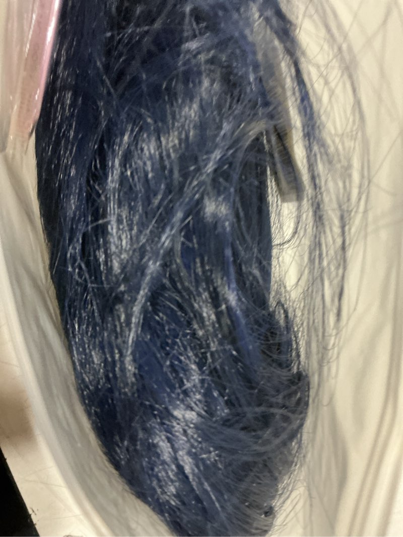 Condition photo showing Good Condition for maycaur blue synthetic hair wigs with full bangs long straight women's wig heat resistant synthetic no lace wigs for fashion women dark blue