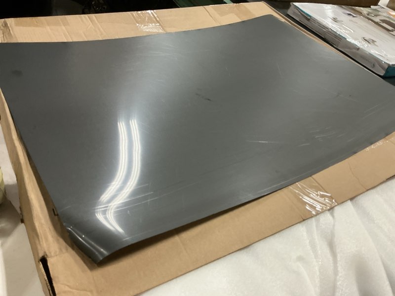 Condition photo showing As Is for yaocom stainless steel backsplash range hood stove backsplash back stainless steel sheet for kitchen wall splatter metal wall panels with screws and hanging towel(black,24×36 inch) black 24×36 inch