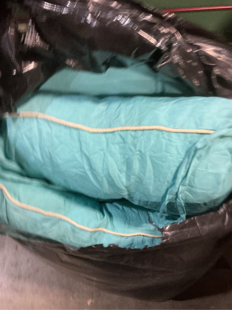 Condition photo showing Good Condition for as awesling 60×40 inch outdoor swing cushion with backrest, tie straps & memory foam - replacement for porch bench 2/3 seater, oxford fabric (aqua blue, 60 inch × 40 inch) aqua blue 60 inch × 40 inch
