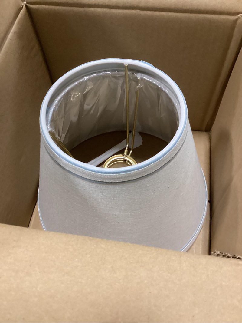 Condition photo showing Good Condition for Aspen Creative 58909 Empire Uno Lamp Shade in Cream with Powder Blue, 5" Top x 9" Bottom x 7" Slant Height, Slip UNO 33mm