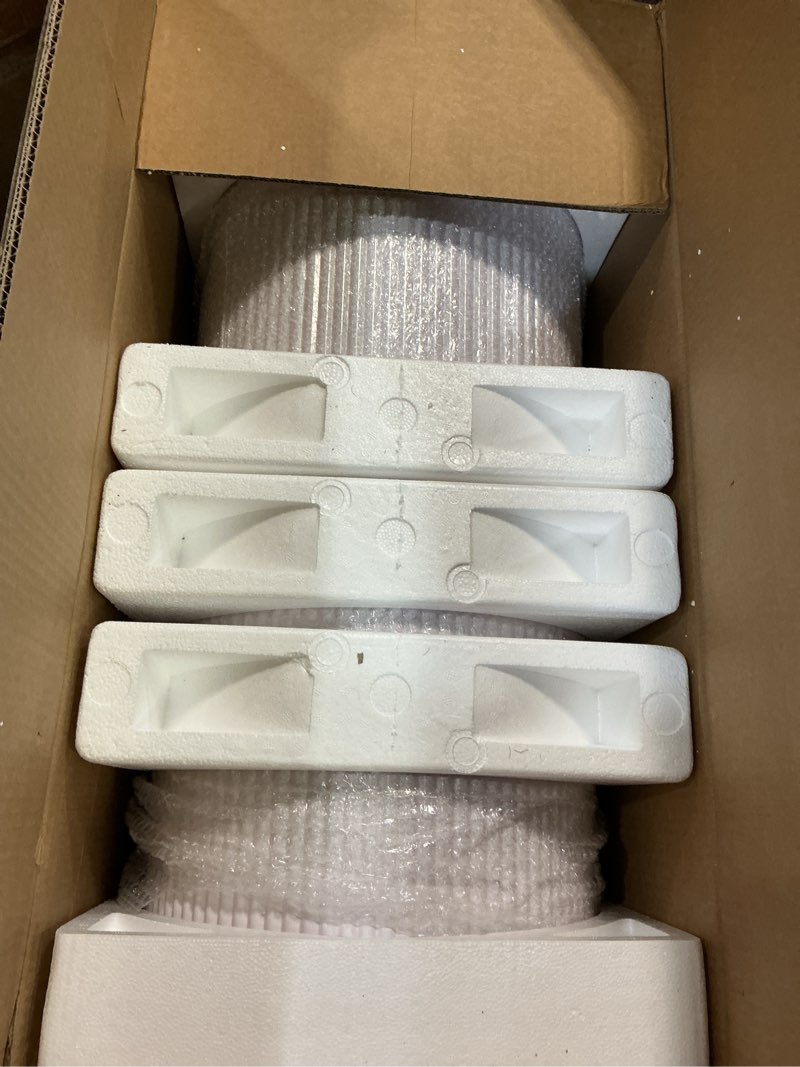 Condition photo showing New/Like New for jalancy metal pleated cylinder pedestal stands for party, 3 pieces heavy duty round cake pedestal stand display plinth pillars art decor for wedding ceremony birthday party?large, white? white xxl:35.63"x40", xl:29.72"x14.17", l:23.82"x12.6"