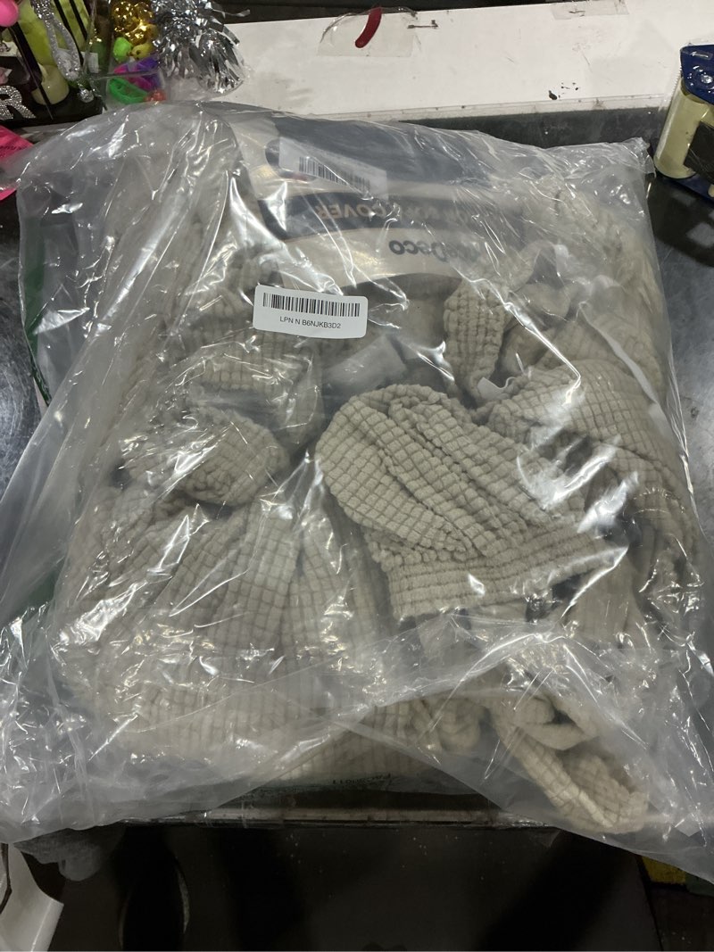 Condition photo showing Good Condition for princedeco t cushion sofa slipcover 4 pieces sofa covers for t cushion couch soft sofa slip covers furniture protector with 3 individual t shape seat covers (70"-88"), island fossi 3 cushion sofa island fossi