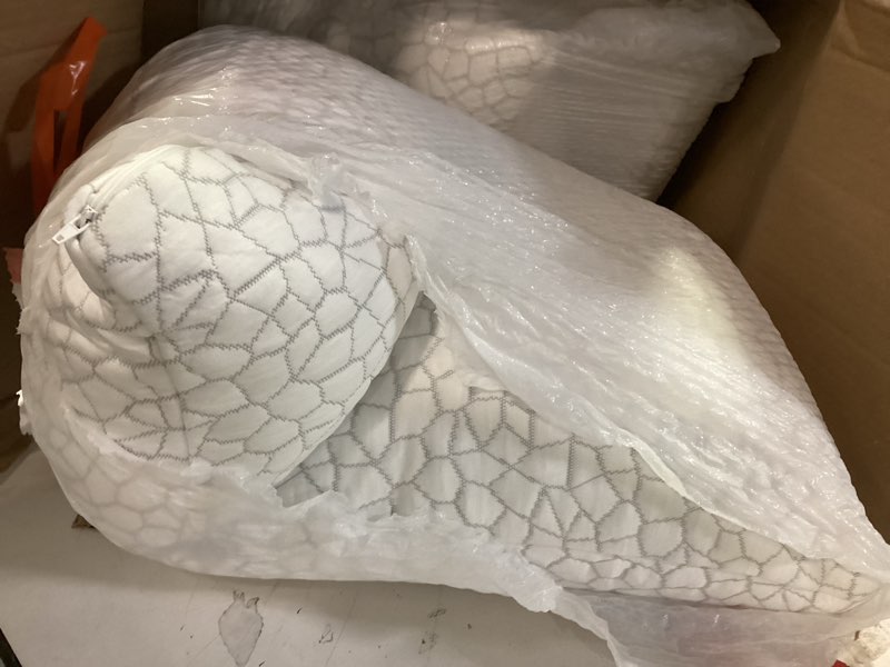 Condition photo showing item condition for QUTOOL Cooling Pillow for Sleeping 2 Pack, CertiPUR-US Shredded Memory Foam King Pillows Set of 2, Cool Pillow for Hot Sleepers Adjustable Firm Pillow for Side, Back, Stomach Sleepers Soft Yet Support White-cooling Basic King(2 Pack)-20'*36'