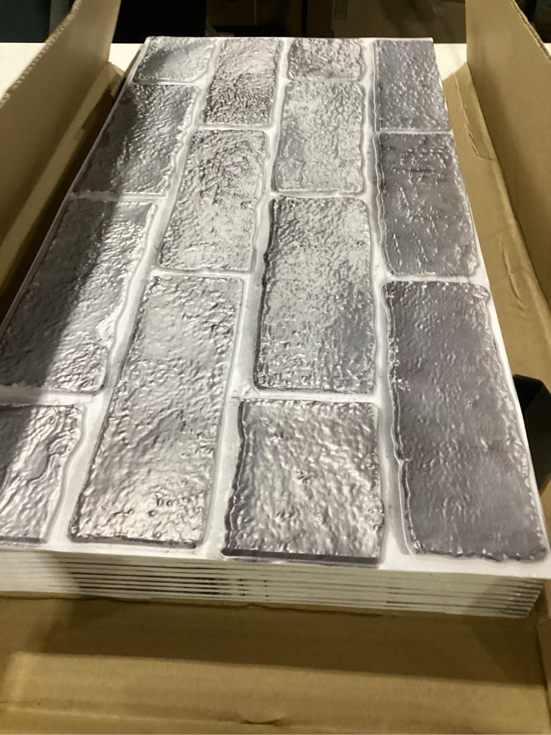Condition photo showing Good Condition for haimin 3d wall panels peel and stick ?23.6x11.8in? 10 pcs ixpe foam 3d wallpaper, faux brick wall panels faux stone foam self adhesive textured rock pattern (grey brick)