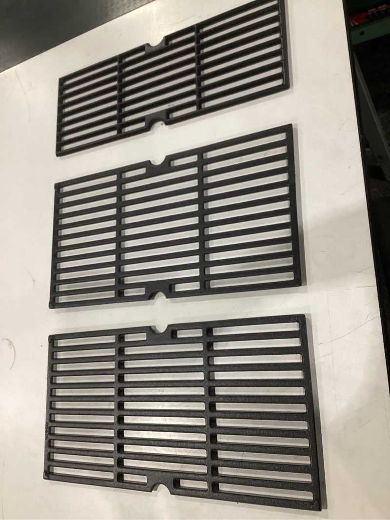 Condition photo showing Good Condition for *similar to stock* cooking grates for charbroil performance grill - 463365021 463365522 463352521 463350521, grill grates for 463366022 463350722 463352021,cast iron, 17\", 3 packs 16.88\"x24.6\"