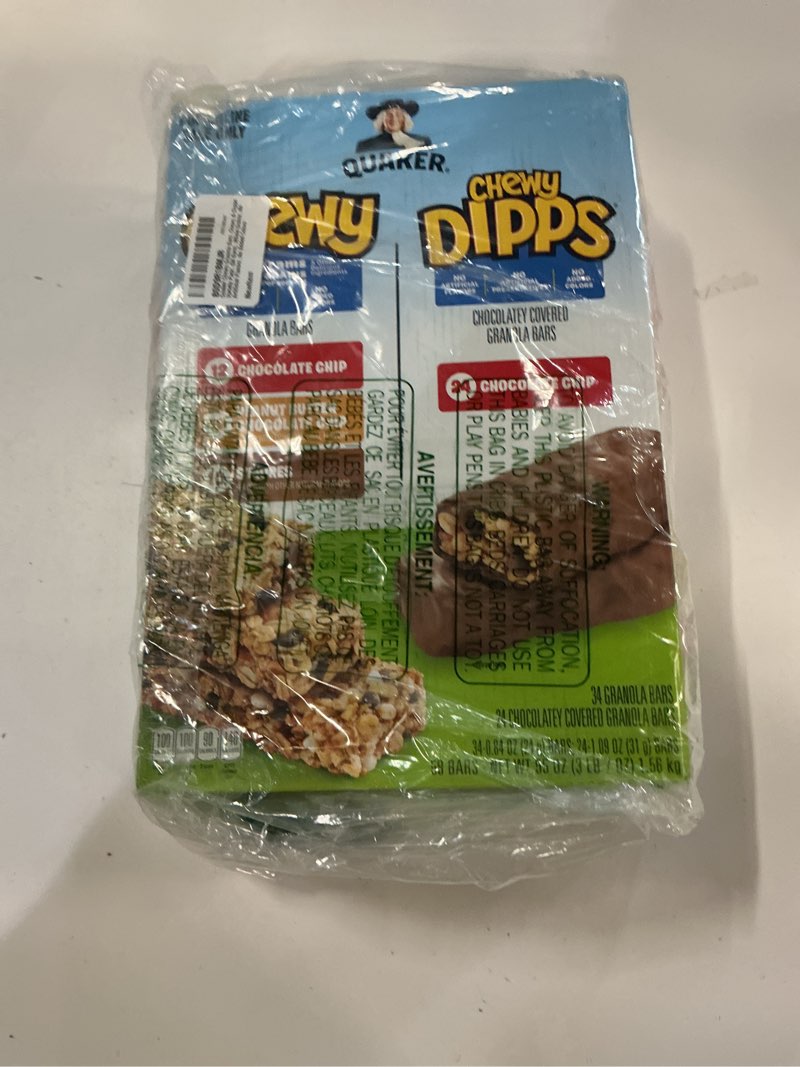 Condition photo showing New/Like New for  Best before: Jun 05 26 Quaker Chewy Granola Bars, Chewy & Dipps Variety Pack, (58 Bars), Whole Grains, No Artificial Flavors, No Added Colors Chewy & Dipps Variety Pack, 58ct 58 Count (Pack of 1)