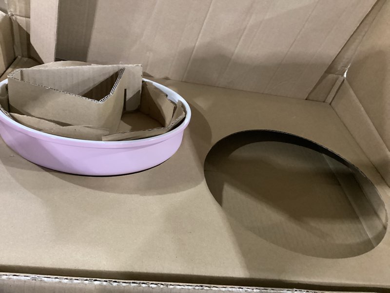 Condition photo showing As Is for missing parts****greenlife 6 piece nonstick bakeware set, non-toxic pfas-free ceramic oven pans, dishwasher & oven safe to 450°f, easy release baking sheet, loaf pan, rectangle & round cake, muffin pan, pink 6 piece bakeware set pink