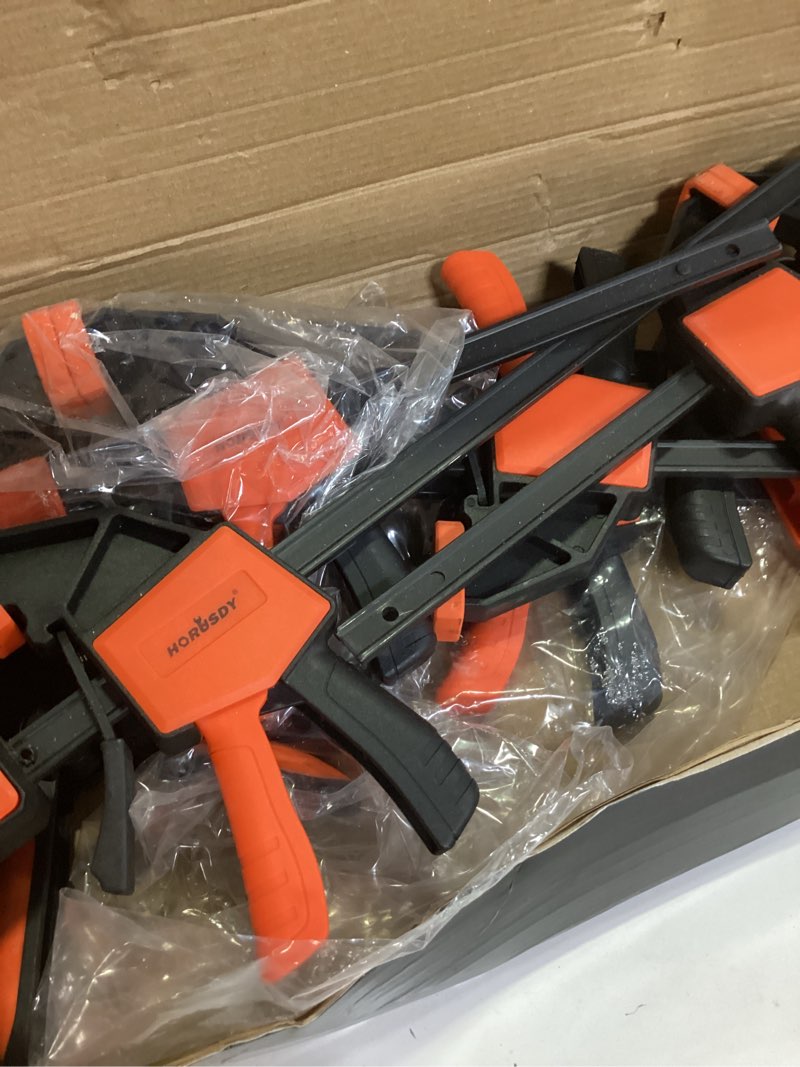 Condition photo showing Good Condition for horusdy 8-pack bar clamps for woodworking, 12" and 6" bar clamps, wood working clamp sets, quick clamps f clamp with 150 lbs load limit (8-pack wood clamps) 8-pack 12" and 6" bar clamps - 150 lbs orange