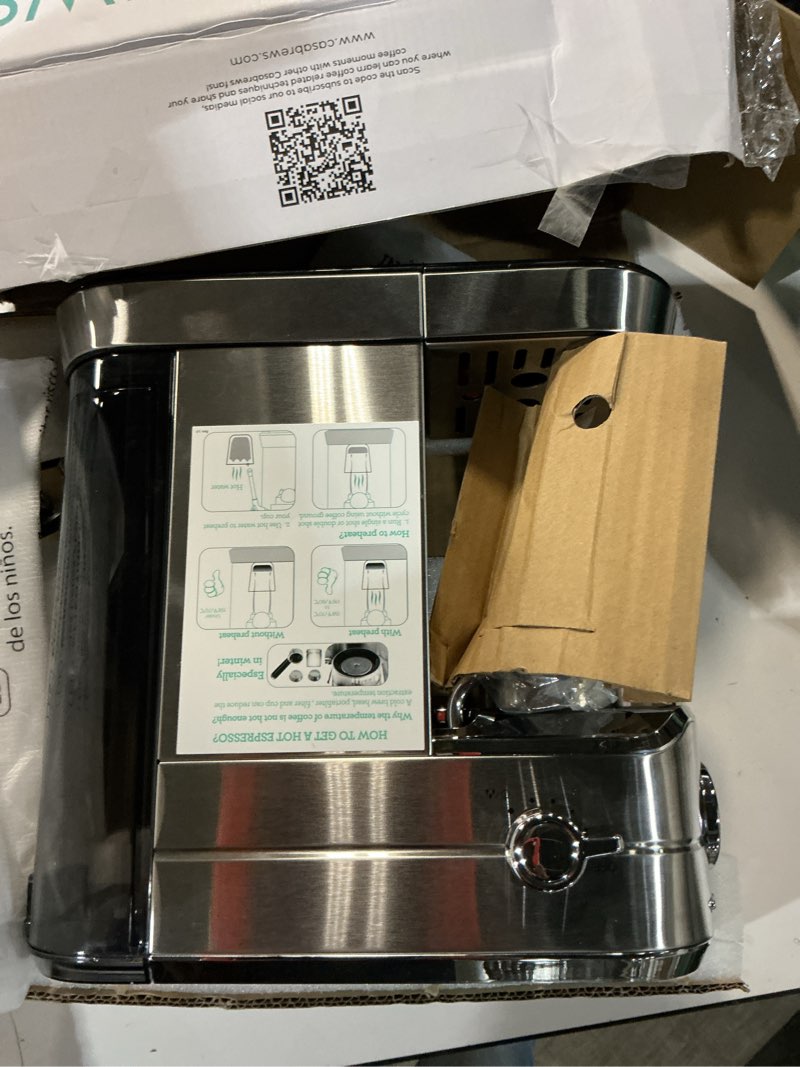 Condition photo showing Good Condition for CASABREWS CM5418 Espresso Machine 20 Bar, Compact Espresso Maker with Steam Milk Frother, Stainless Steel Coffee Machine with 34oz Removable Water Tank for Cappuccino, Gift for Women or Men, Silver A-Silver Button