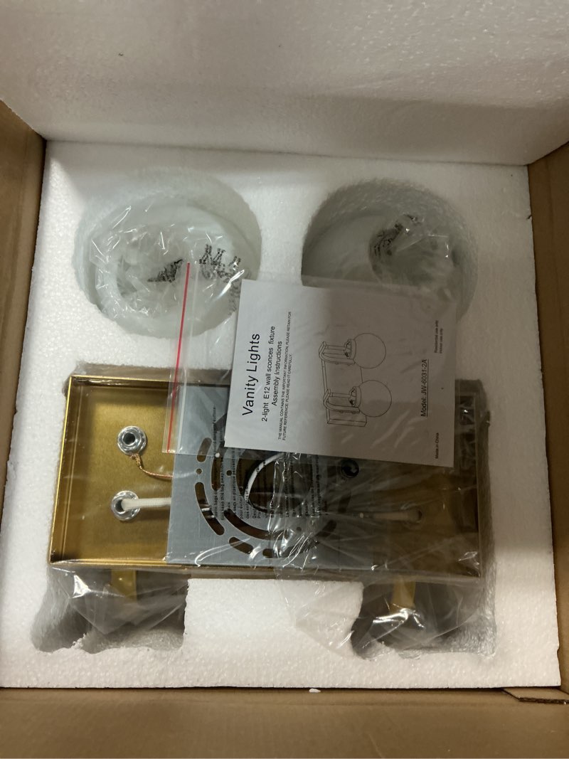 Condition photo showing Good Condition for 2 lights bathroom vanity light fixtures modern gold vanity light with milk white glass globe shade bathroom lighting over mirror wall sconce for bedroom living room hallway gold m size shade-2 lights