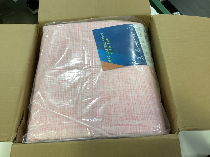 Condition photo showing New/Like New for GarveeHome Scalloped Washable 8x10 Rugs for Living Room Non-Slip Solid Pink Modern Minimalism 8 x 10 Rug Low-Pile Carpet for Bedroom Dining Nursery Mat with Rubber Back