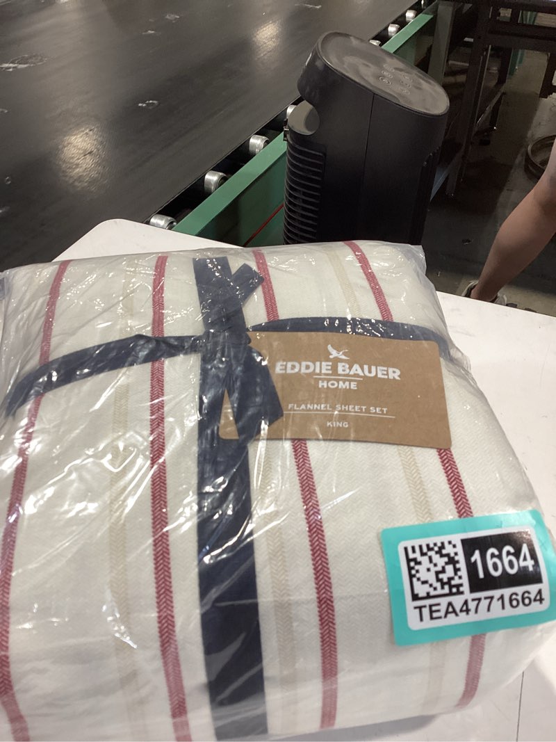 Condition photo showing New/Like New for similar to eddie bauer - flannel sheets queen size, anti-pilling & wrinkle resistant cotton, touchably soft for all-season comfort - bed sheets with matching pillowcases & fitted sheet (beacon hill ivory) beacon hill ivory queen