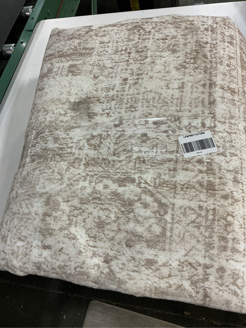 Condition photo showing As Is for Washable Area Rug 8x10, Large Soft Rugs for Living Room Vintage Beige Carpet 8x10 Area Rugs for Bedroom Dining Room Non-Slip Stain Resistant Under Table Rug Beige 8' x 10' (Rectangular)