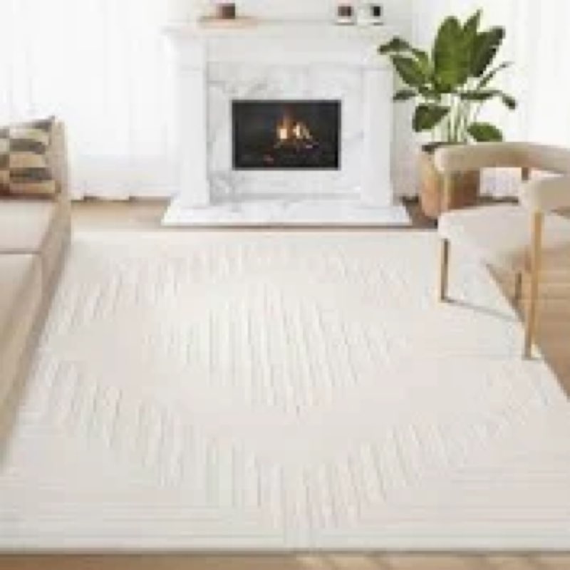 Abani Oltmann Oltmann120A Neutral Brush Stroke Sandbrush Design Cream Area Rug