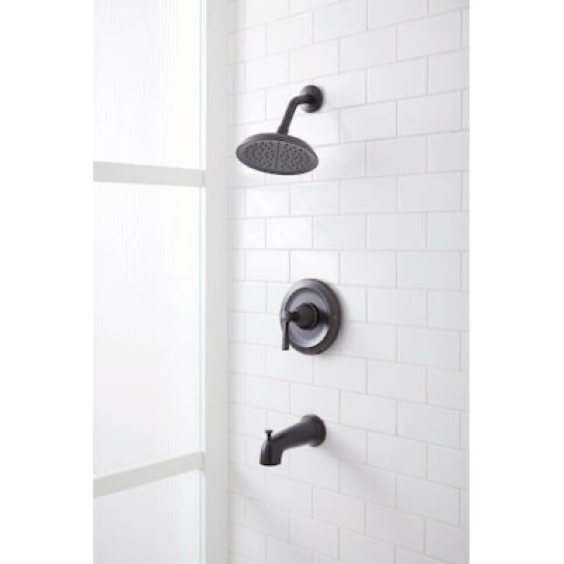 allen + roth townley oil rubbed bronze 1-handle 6.0-in round bathtub and shower faucet with