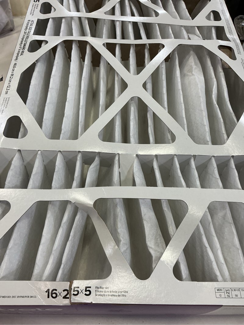 Condition photo showing New/Like New for filtrete 16x25x5 ac furnace air filter, mpr 1550, merv 12, fits honeywell & trion airbear, certified asthma & allergy friendly, electrostatic air filter, 1-pack (actual size 15.75 x 24.13 x 4.88)