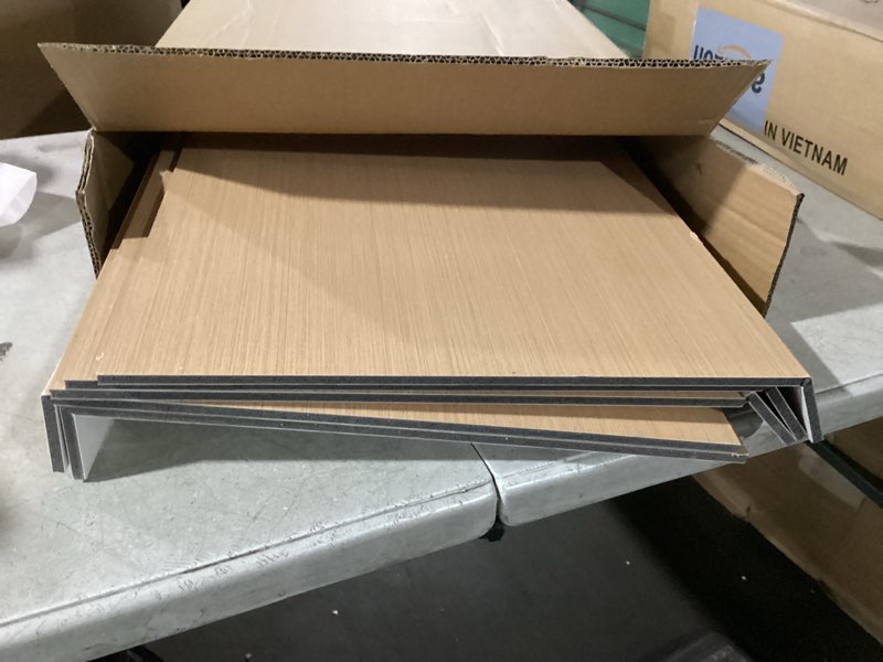 Condition photo showing Good Condition for Gideio 5 Pack Size24x16in Wire Shelf Cover for Pantry, Closet, Kitchen – Waterproof PVC Wood-Look Wire Rack Covers for Shelves, Multiple No-Tool Installation 24x16x2in Wood