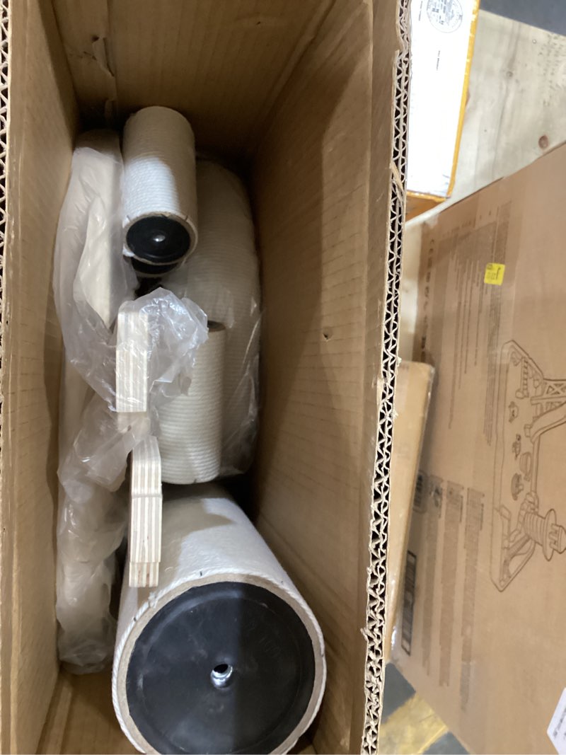 Condition photo showing Good Condition for modern cat tree small tower with scratching post for indoor, solid wood multifunctional corner cat tree tower with bed with ladder
