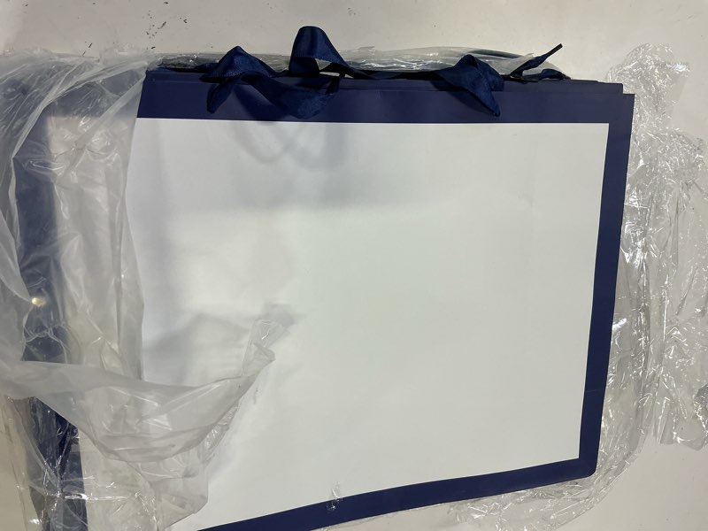 Condition photo showing Good Condition for eusoar large gift bags, 25pcs 16"x6"x12" thank you wrap paper bags bulk, merchandise retail shopping wrapping bag for small business craft grocery wedding birthday bridal party favor-white/blue white/blue 25