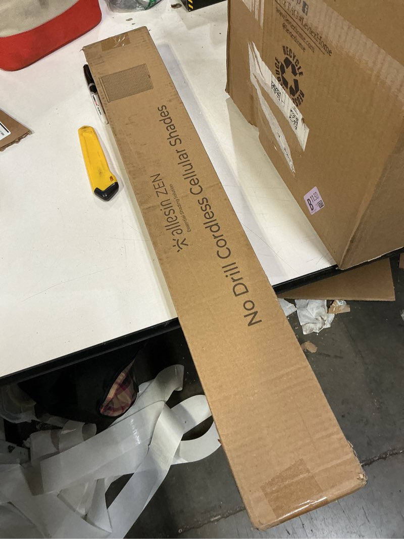 Condition photo showing New/Like New for Allesin Zen No Drill Blinds for Windows Blackout Cordless Cellular Shades Honeycomb Blinds Pull Down, Free Stop Easy Install for Home and Office, Blackout, Light Gray, 24" W x 36" H Light Gray-100% Blackout 24"W x 36"H