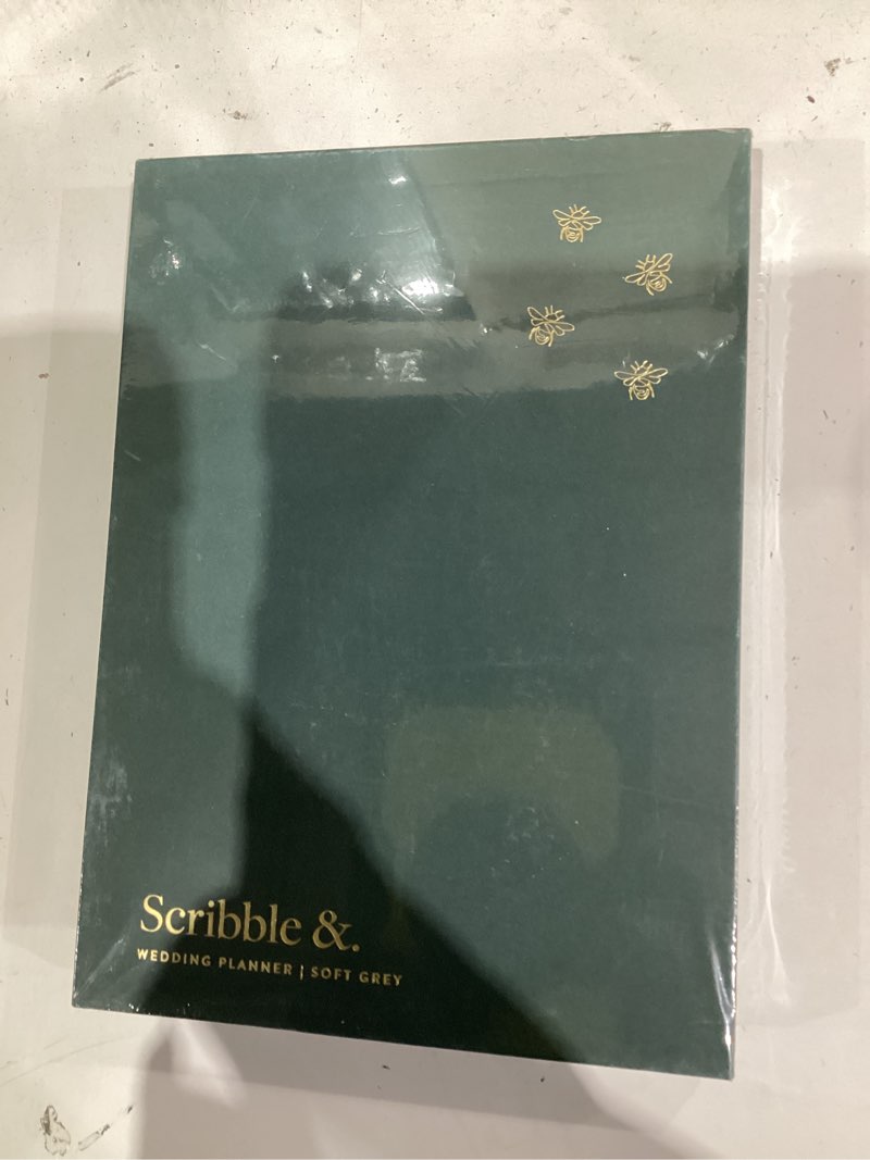 Condition photo showing New/Like New for Award Winning Scribble & Dot® Wedding Planner Book and Organizer for the Bride | Tissue Wrapped in a Gift Box | Cushioned Cover | Engagement Gift | This Elegantly Designed USA Planner Allows you to Plan Every Detail (Soft Grey)