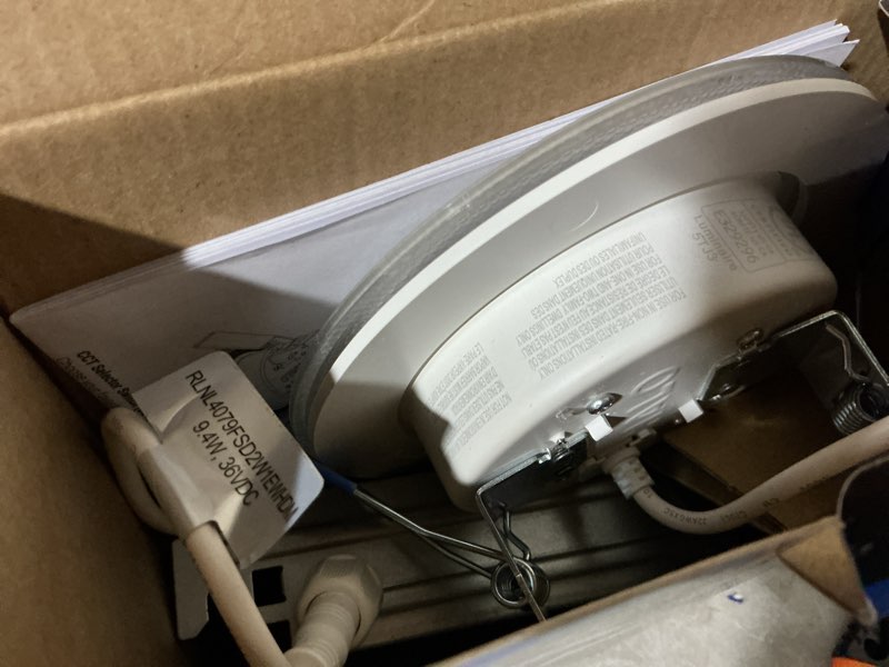 Condition photo showing As Is for halo white 4 in. w led canless recessed downlight 9.5 w