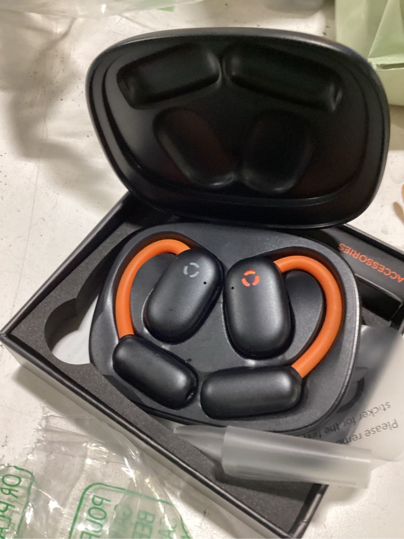 Condition photo showing Good Condition for ai translation earbuds real time 80h playtime 164 languages translator ear buds with glowing earhook bluetooth translating headphones audifonos traductores inglés español for travel business meeting orange