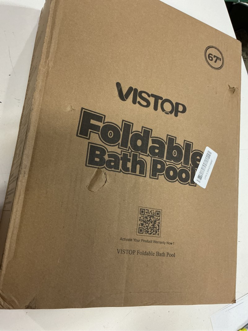 Condition photo showing New/Like New for vistop extra large foldable dog pool xxl, hard plastic shell portable swimming pool for dogs cats and kids pet puppy bathing tub collapsible kiddie pool (67inch.d x 11.8inch.h, blue) xxl- 67" x 12" blue