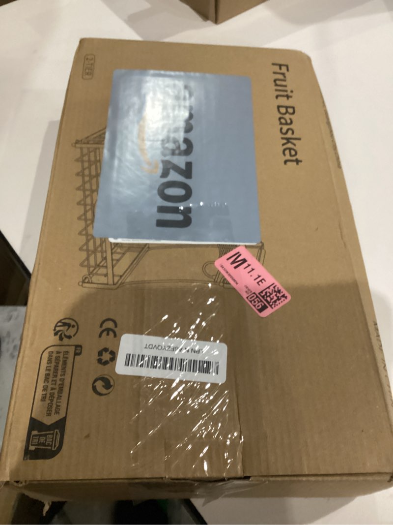 Condition photo showing New/Like New for 2 Tier Fruit Basket for Kitchen Countertop,Detachable Metal Fruit Bowl with 2 Banana Hangers,Wooden Handles and Protective Pads,Large Capacity Fruit and Vegetable Basket Organizer,Black