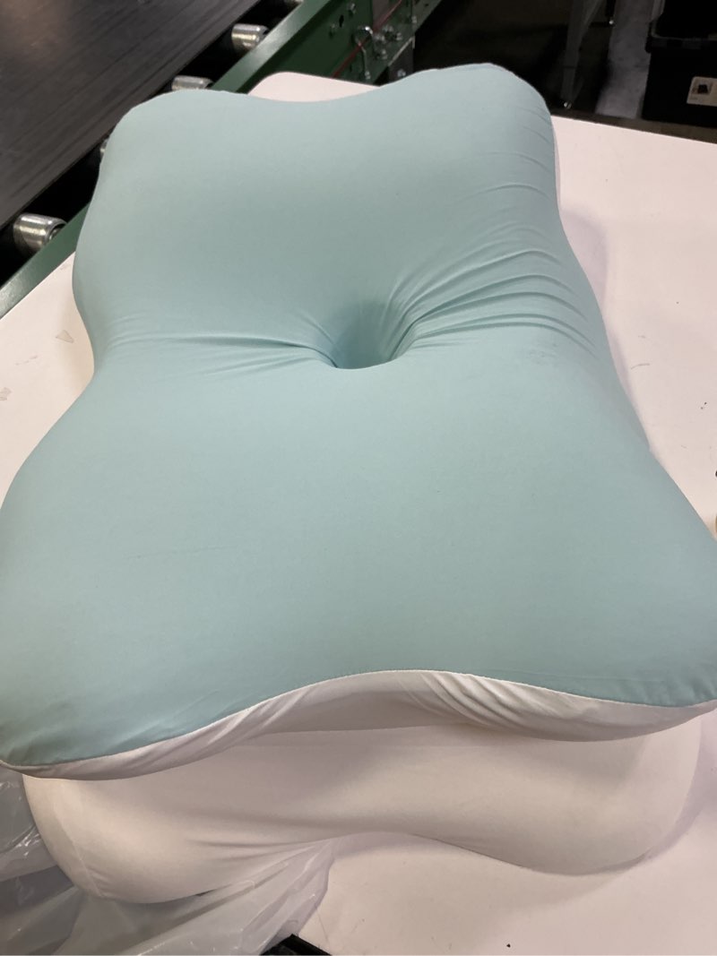 Condition photo showing As Is for saheyer side sleeper pillow with arm hole, upgrad shoulder relief system for neck pain, multi-angle memory foam rotator cuff pillow for adults side, back and stomach sleeper pressure-free sleep, black dark black