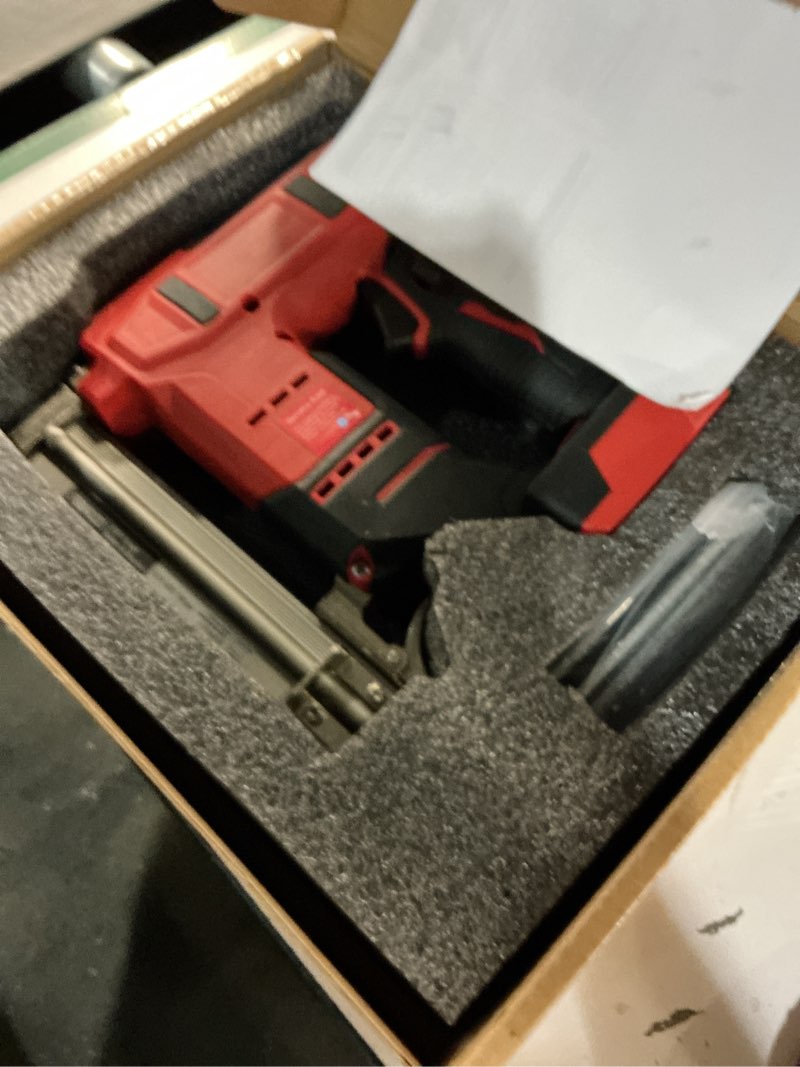 Condition photo showing New/Like New for 18 gauge 2 in 1 brad nailer/narrow crown stapler for milwaukee m18 battery, brushless cordless nail gun with 1000 nails & staples, brad nailer for woodworking and upholstery (no battery)