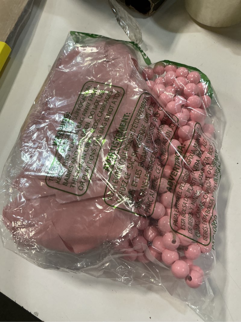 Condition photo showing Good Condition for 9 Pcs Christmas Tree Decorations 12 ft Christmas Wooden Bead Garland with 8 Pcs Velvet Bows Ribbon Wooden Beads Garland Ornaments for Xmas Tree Fence Fireplace Decorations(Pink)