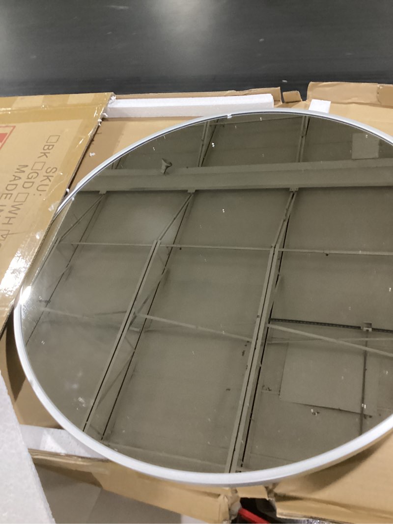 Condition photo showing New/Like New for scwf-gz 20" round mirror circle wall mounted hanging or against wall metal frame dressing make-up mirrors for entryway bedroom bathroom living room 20 inch silver silver 20"l x 20"w